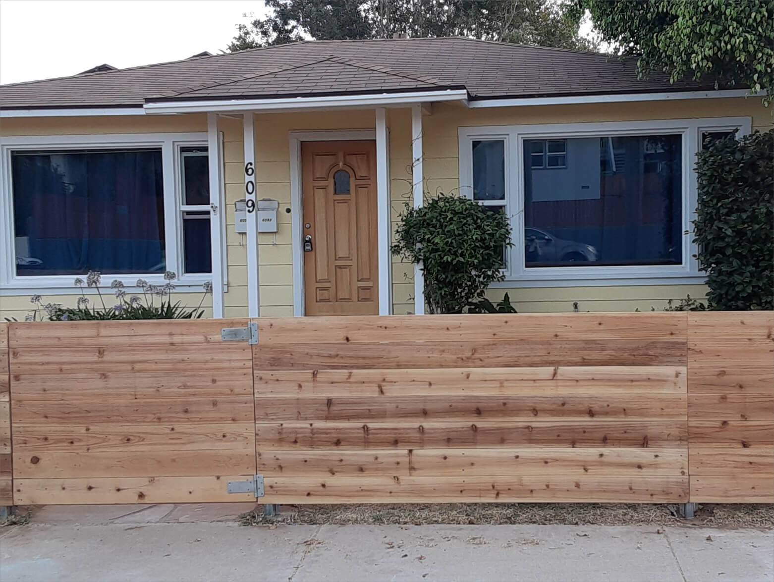 Horizontal cedar fence