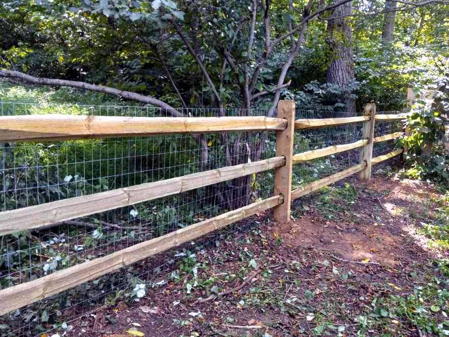 Split rail wood fence