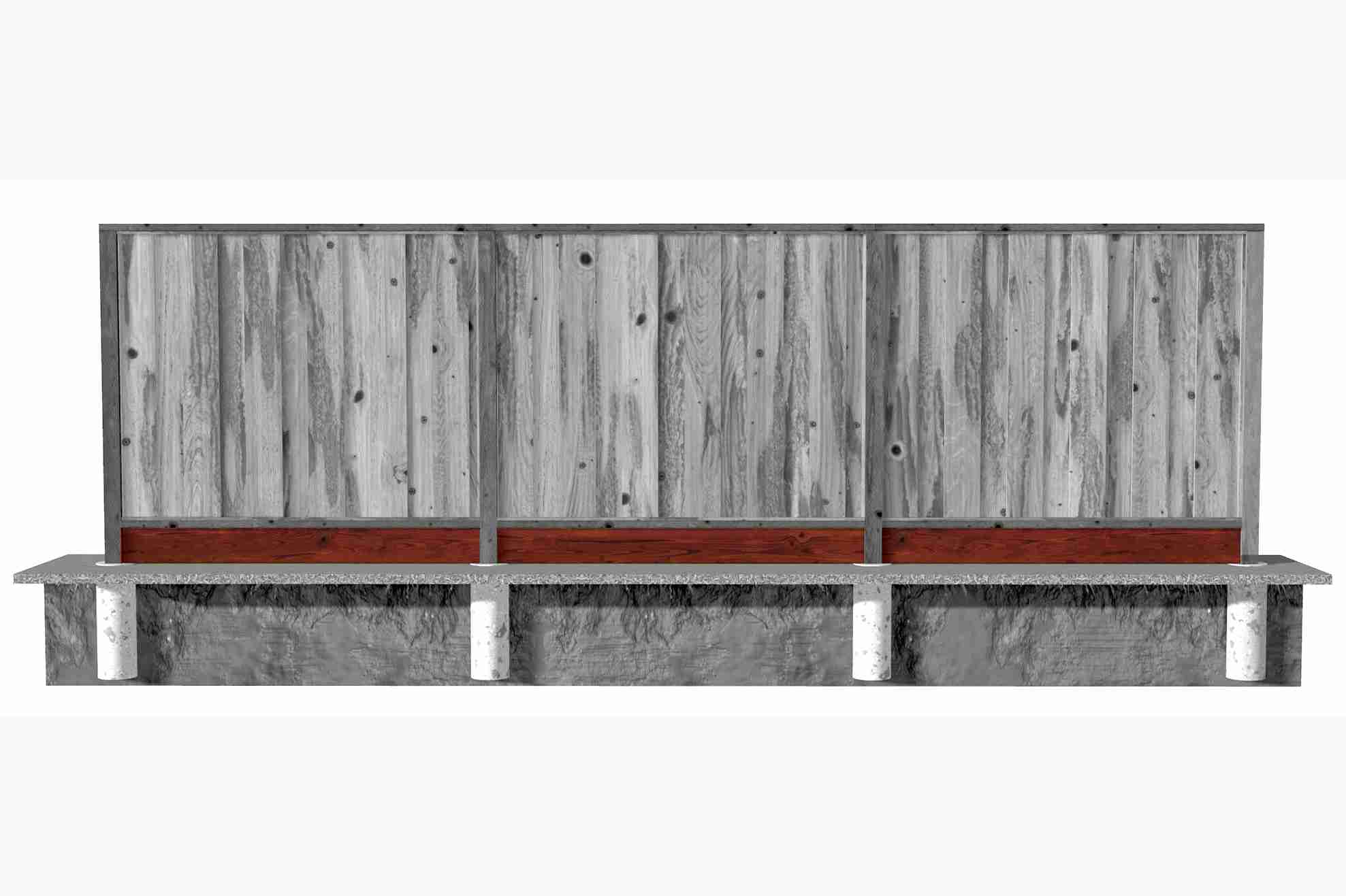 Wood fence kickboard